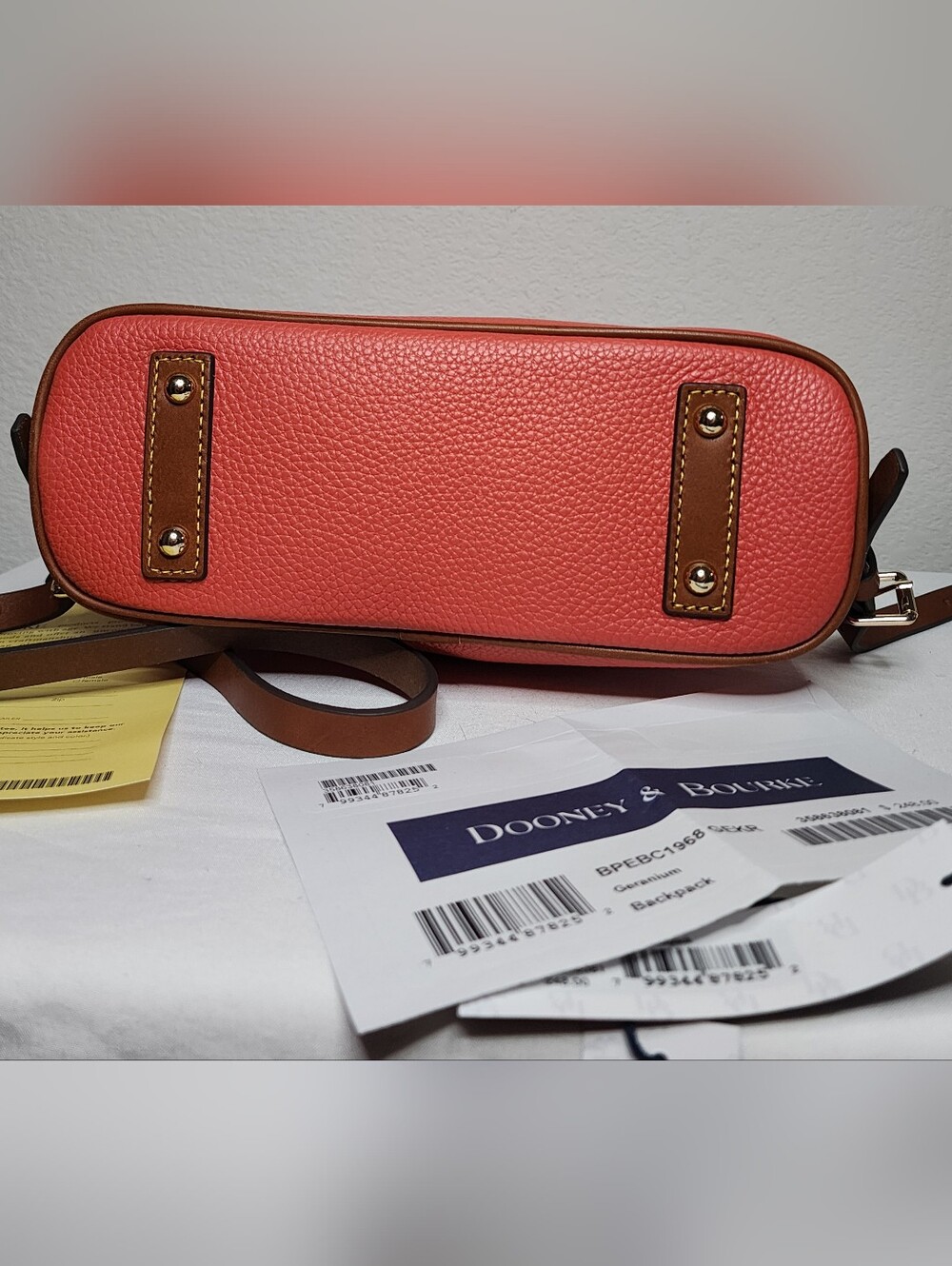 New Dooney & Bourke Small Pebble Leather Backpack in Coral Color - Picture 9 of 15